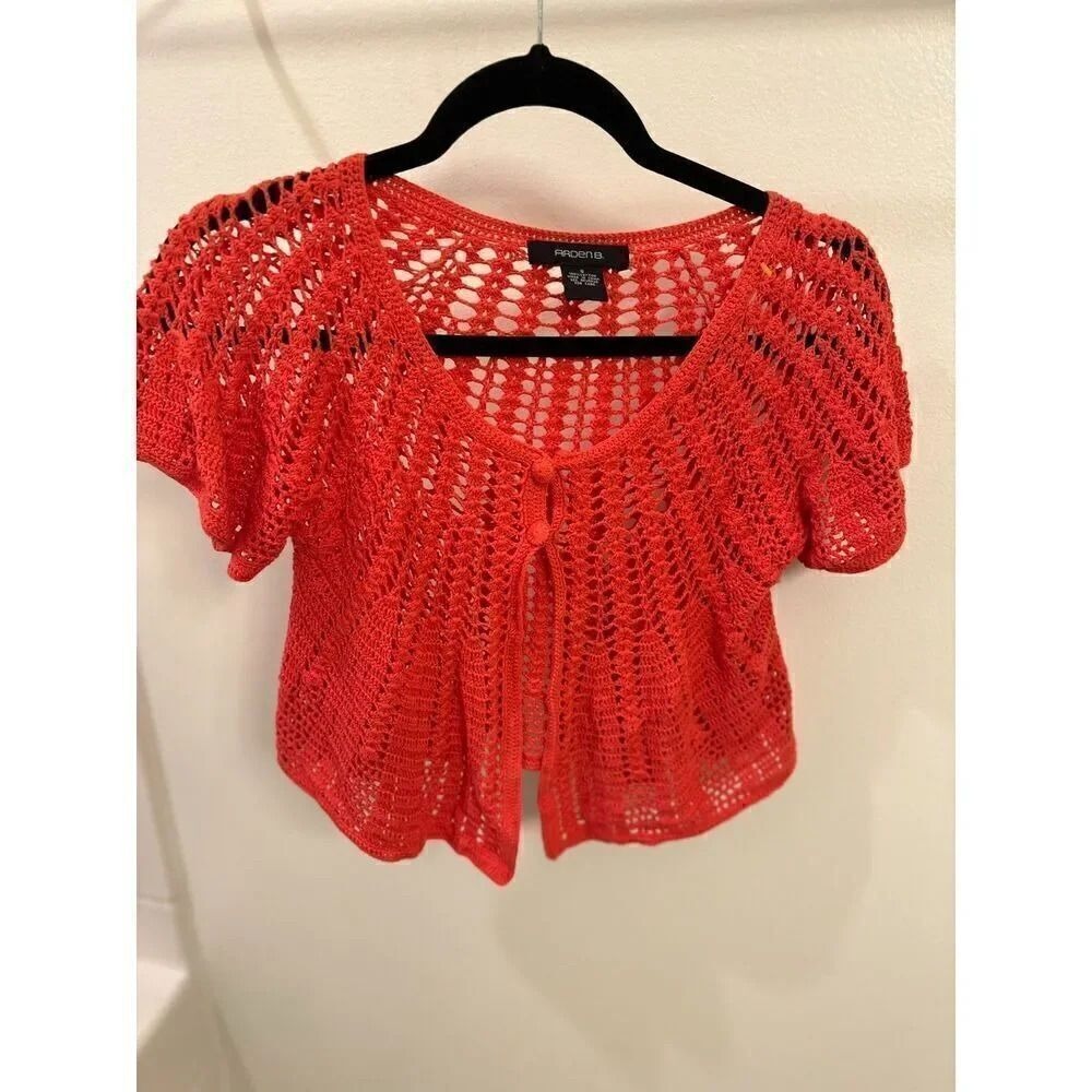 Arden B Crochet Crop Cardigan top‎ Size Small